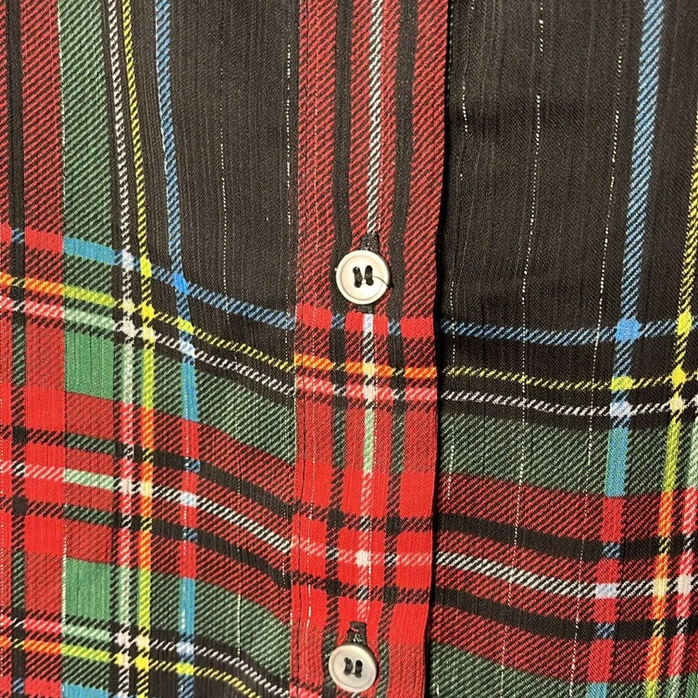 Sheer Sleeveless Plaid J. Crew Ruffle Blouse with Built In Cami Slip Top - Picture 4 of 11